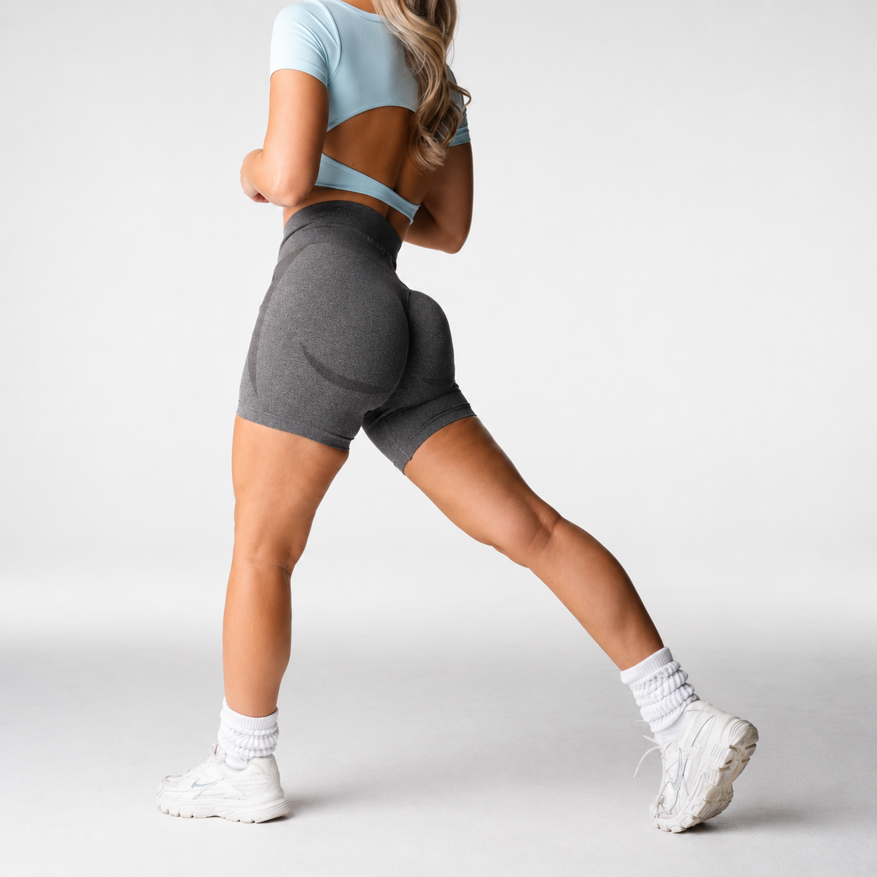 Conjunto Top & Shorts Essence Aevla (Azul e Cinza)