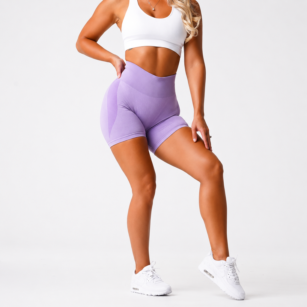 Conjunto Top e Shorts Essence Aevla (Branco e Roxo)